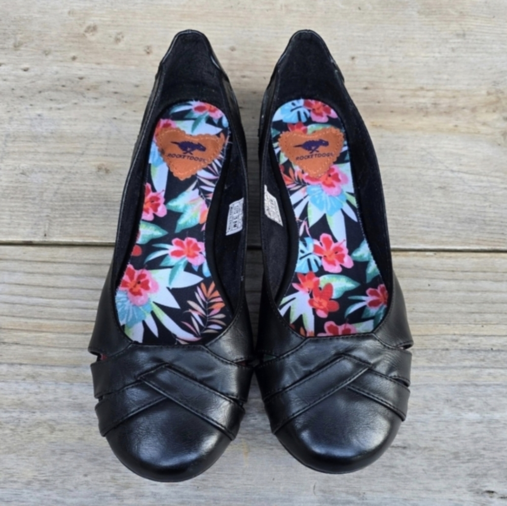 Rocket Dog NEW Indie Boho Black Vegan Leather Comfort Ballet Flats 8M